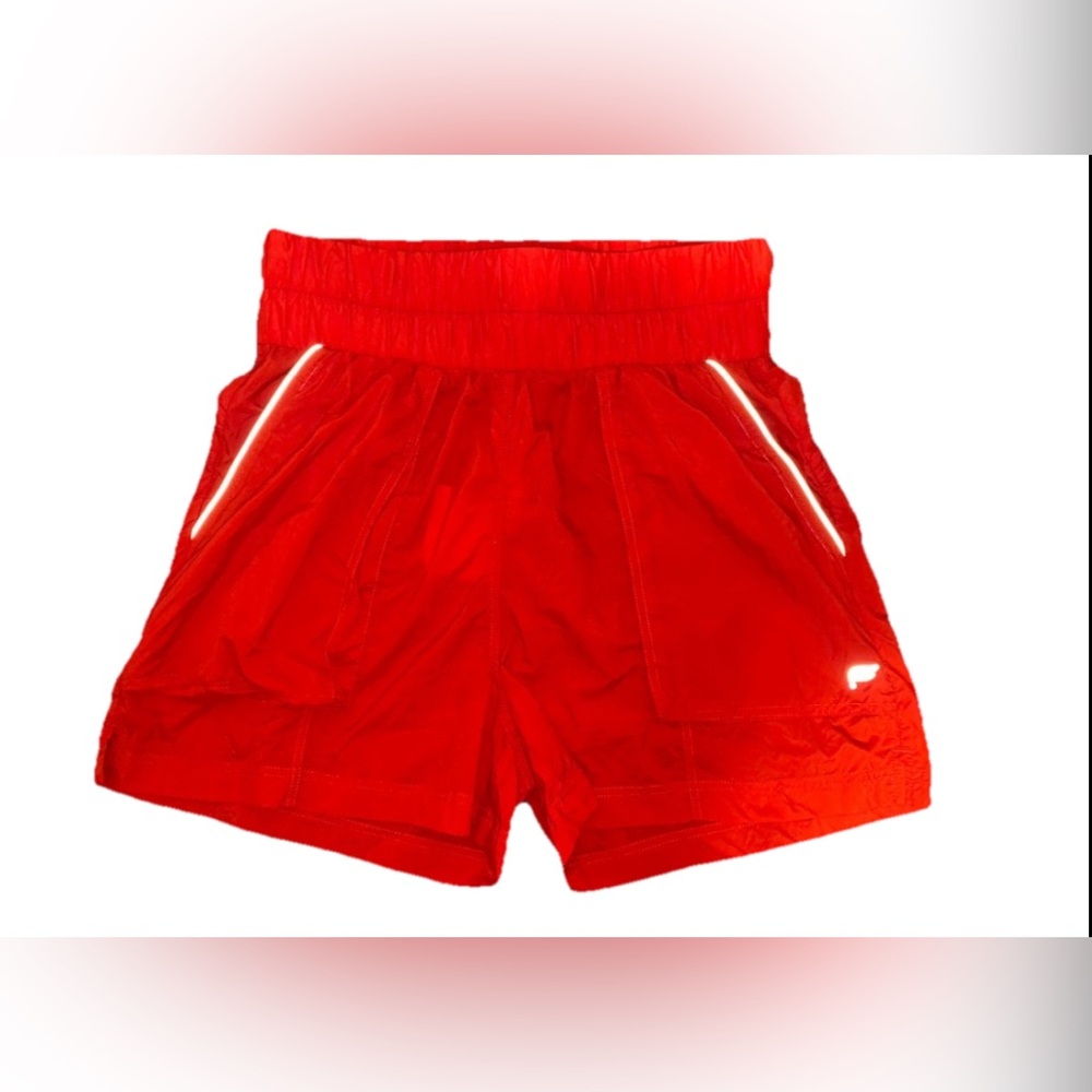 Fabletics Ultra High-Waisted Piped Nylon Shorts – Size S – Red‎ & White –